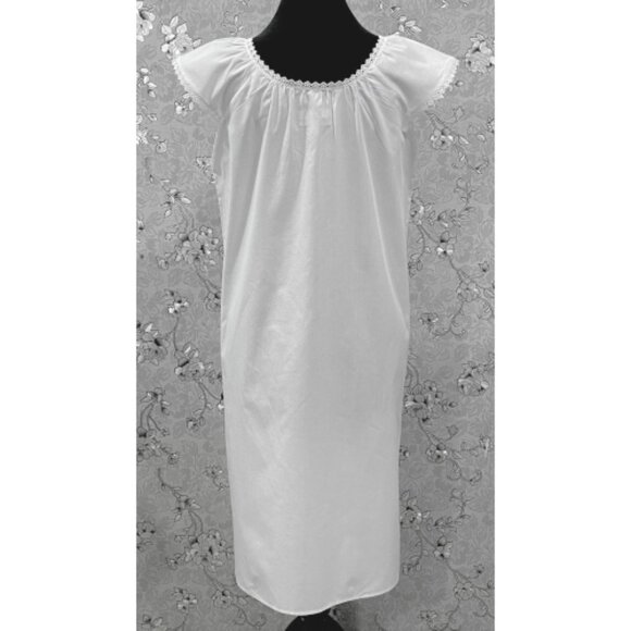 SoieRose 100% Cotton Victorian Nightgown – White with Subtle Blue Dots -SR-1203 - Picture 8 of 10